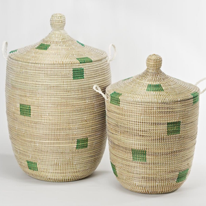 Panier de rangement moderne en jonc de mer tressé à la main avec cordes en plastique Nouveau panier à linge décoratif pour le rangement et l'organisation de la maison - Product Image 5