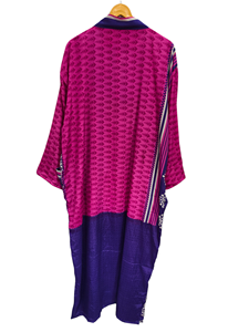 Robe en soie longue jusqu'aux chevilles, robe multicolores, robe de nuit, robe indienne vintage en soie recyclée, kimono en sari - Product Image 3