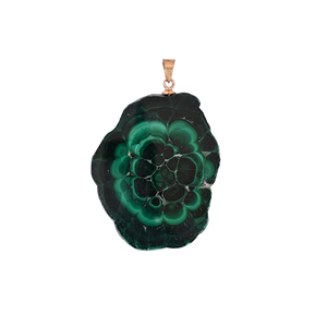 Pendentif en laiton Ishu Gems avec malachite naturelle en stalactite, 26,3 g, plaqué or/argent/or rose/ruthénium noir, unisexe, pierre tendance - Product Image 1