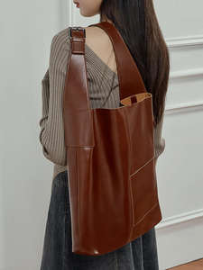 Sac fourre-tout en cuir pleine fleur véritable grande capacité pour femme, sac à bandoulière élégant pour usage quotidien - Product Image 6