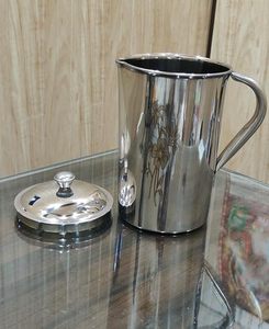 Stainless Steel Water Jug with Lid and Handle Leakproof Drinking Water Pitcher for Home Kitchen <b>Fridge</b> Office <b>Table</b> Serving - Product Image 2