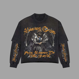 Men's Long Sleeve Thermal Waffle Knit T-<b>Shirt</b> <b>Gothic</b> Print Jersey O-Neck Black Streetwear Regular Fit - Product Image 5