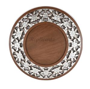 Bandeja de servir hexagonal de metal con incrustaciones de nácar para alimentos, decoración del hogar, bandeja decorativa para servir comida, vajilla, bandeja para la cena. - Product Image 4