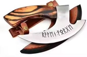 STEEL CRAFT INTERNATIONAL Custom Handmade Industrial Carbon Steel Wood <b>Handle</b> Pizza Cutter <b>Axe</b> Head Hatchet Outdoor Kitchen - Product Image 4