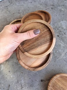 Creative Solid Wood Coasters Set Mango Wood <b>Round</b> Heat Insulation <b>Cushion</b> Small Plate for Dining Room for Coffee Cups Coaster - Product Image 5