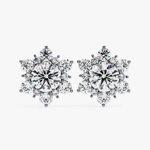 Pendientes de Oro Sólido de 14K con Diamantes Cultivados en Laboratorio de 0.66ct en Forma de Copo de Nieve, para Regalo de Boda, Aniversario o Fiesta para Mujer - Product Image 1