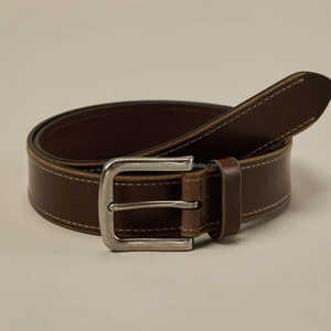 Ceinture décontractée pour hommes de haute qualité en cuir véritable avec double couture boucle en alliage solide en gros ceintures en cuir véritable pour jean - Product Image 1