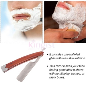Maquinilla de afeitar recta hecha a mano reutilizable de la mejor oferta para vello facial, afeitado suave de primera calidad con hoja de afeitar desechable para barberos - Product Image 5