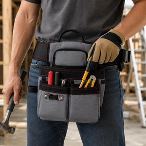 Large Size Customizable Genuine Leather <b>Tool</b> <b>Bag</b> Multi Pocket Waist Belt Organizer Heavy Duty Work Pouch for industrial & DIY - Product Image 4