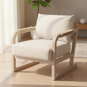 Fauteuil en teck massif de la collection TEAK, style farmhouse, cadre en bois avec coussins doux et neutres pour la maison et les complexes hôteliers - Product Image 1