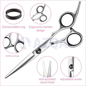 Ensemble de 7 ciseaux professionnels pour la coupe et l'amincissement des cheveux, avec peignes et étui en cuir PU, pour usage en salon - Product Image 3