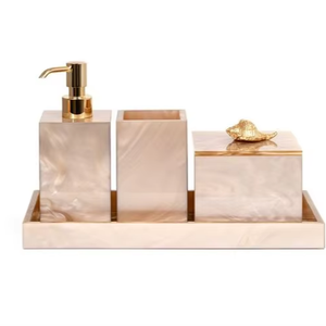 Juego de Baño de Resina Rosa de Primera Calidad, 4 Piezas, Hecho a Mano, Estilo Ángel, Ligero, Excelente Relación Calidad-Precio - Product Image 1