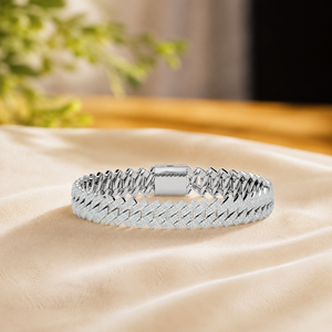Handcrafted Moissanite Link <b>Bracelet</b> 14K Plated Rose Gold Round Diamond Wedding Statement <b>Bracelet</b> for Men's - Product Image 4