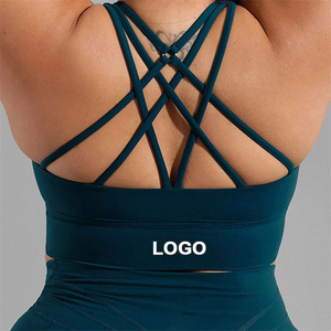 Teal Square Neck Halter Crop <b>Top</b> High Waist <b>Leggings</b> 2 Piece Yoga Set Plus Size Seamless Spandex/Polyester Front Logo Quick Dry - Product Image 5