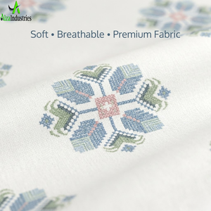 ผ้าปูที่นอนซุปเปอร์คิง 120x120* ผ้าฝ้ายแท้ 100% สีขาว ลายพิมพ์อะควา |   ผ้าปูที่นอนเนื้อนุ่ม ระบายอากาศได้ดี พร้อมปลอกหมอน 2 ใบ - Product Image 3