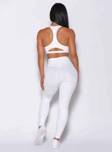 High Waist Full Length White Leggings Seamless Knitted Stretch Breathable <b>Tummy</b> <b>Control</b> Sporty Women's Activewear - Product Image 5