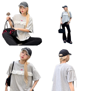 Teenagers Women's Unisex Oversized Boxy Cotton 260gsm T-<b>Shirt</b> Pre-Shrunk Round Neck Plus Size Embroidery Short Sleeve - Product Image 2