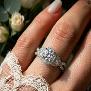 ฮ่องกง18K แหวนเพชรแท้สีทองขาวประดับเพชรโซลิแทร์แบบกึ่งภูเขาแหวนหมั้นสำหรับผู้หญิงขายส่ง - Product Image 4