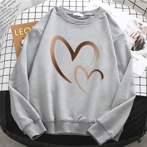 Sudadera con capucha para mujer, profesional, a la moda, con diseño de corazón, lisa, cálida, de forro polar, suave, con cuello redondo, informal - Product Image 4