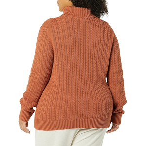 Pull col roulé en maille torsadée pour femme, couleur unie, manches longues, 100 % acrylique, anti-boulochage, décontracté, pour l'automne - Product Image 5