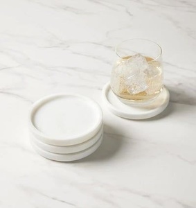 <b>White</b> Marble Arch Shape <b>Coaster</b> Set With Holder Luxury Natural Stone Drink <b>Coasters</b> Elegant Tabletop Decor Handcrafted Marble - Product Image 2