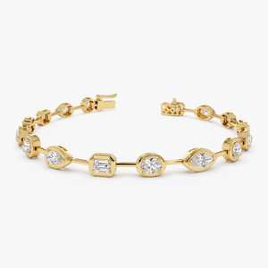 Bracelet tennis en diamants multi-formes cultivés en laboratoire, or massif 14 carats, pour femme, bijoux raffinés, cadeau romantique pour les partenaires - Product Image 5