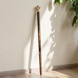 Wooden Walking Stick with Brass Finish Handle Decorative Wooden <b>Cane</b> for Men Women Vintage Collectible Gift Home Decor - Product Image 3