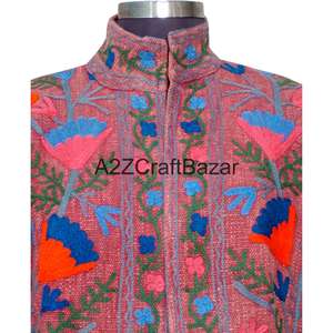 Chaqueta Bomber A2ZCraftBazar con Bordado a Máquina, Volantes, Estampado Floral, Cuello en V, Algodón, Informal, para Fiestas de Invierno/Primavera - Product Image 5