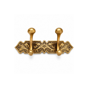 Porte-manteau mural double en laiton antique, support décoratif vintage en métal pour manteaux, clés, serviettes, peignoirs et chapeaux, idéal pour entrée et salle de bain - Product Image 1