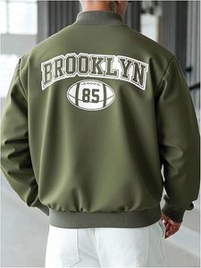 Comfortable <b>Winter</b> Warm Men Letterman Jacket Stand Collar Front Logo Windproof High Quality Eco-Friendly Quick Dry Breathable - Product Image 5