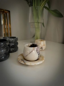 Taza de mármol turco Calacatta Viola más vendida, taza decorativa de piedra natural para mesa, para el hogar y la cocina, disponible para la venta - Product Image 2