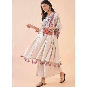 Designer Co-ord <b>Set</b> with Embroidery Sequence and Real <b>Mirror</b> Work Size XS - Product Image 4