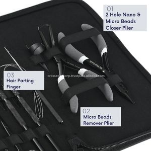 Kit d'outils d'extension de cheveux professionnel pinces outils de cheveux en acier inoxydable avec microbilles pinces de sectionnement de cheveux boucle d'aiguilles de doigt - Product Image 3