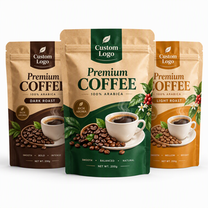 ถุงบรรจุภัณฑ์เมล็ดกาแฟแบบตั้งได้ พร้อมรอยฉีกและวาล์วปิดผนึกกันความชื้น ถุงไมลาร์แบบรีไซเคิลได้ รับผลิตแบบ OEM ODM - Product Image 1