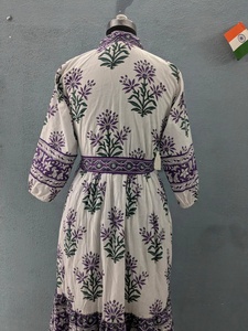 Vestido de Verano de Algodón para Mujer, Estampado Floral en Bloque, Vestido de Lino Transpirable con Botones, Cintura Natural - Product Image 6