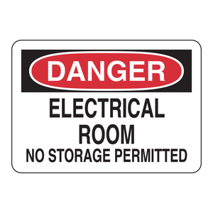 Panneau de signalisation de sécurité en aluminium Brady DANGER, salle électrique, interdiction de stockage, 7x10 pouces - Product Image 2