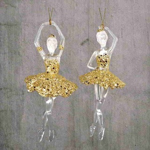 Décoration de Noël et du Nouvel An, flocon de paillettes argenté scintillant doré clair, couleur Taylor, acrylique 3D, ornement ballerine - Product Image 4