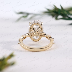 Elegant <b>Crystal</b> Solitaire <b>Ring</b> Sparkling Under Halo Yellow Gold Wedding Band Marquise Cut Stacking <b>Ring</b> Custom Jewelry - Product Image 3