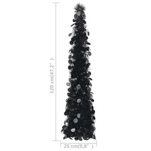 Sapin de Noël artificiel en PET noir, pliable, 4 pieds - Product Image 5