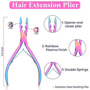 Kit d'extensions capillaires : Pince à perles en acier inoxydable, aiguille à boucle pour extensions, crochet de tirage et outil à perles pour cheveux - Product Image 4