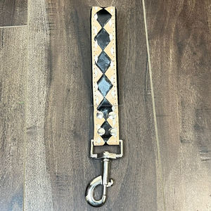 สายจูงสุนัขลายลายตารางหมากรุกมือมีสายจูงสุนัขตัวสั้นหนังแท้สำหรับฝึกควบคุมสุนัขขนาดใหญ่ขนาดกลาง - Product Image 5