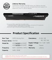 [KINGSMAN GAMING] RAM Desktop DDR5 Putih 16GBx2 32GB 6000MHz CL38 Overclocked Intel XMP AMD EXPO Stok Garansi Seumur Hidup PC