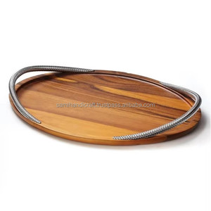 Antique Wood Luxury Classic Design <b>Large</b> Square <b>Serving</b> <b>Tray</b>-SAMI HANDICRAFTS for Home & Restaurant Use - Product Image 1