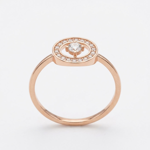 Anillo de Compromiso de Oro Rosa Natural de 14K con Diamantes para Mujer, Corte Brillante Redondo, Estilo Clásico con Halo, Regalo de Boda y Aniversario - Product Image 1