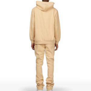 Ensemble de survêtement beige à capuche pour homme, respirant, design 2-en-1, fermeture à cordon, coupe droite longue, streetwear, collection automne, 100% coton - Product Image 5