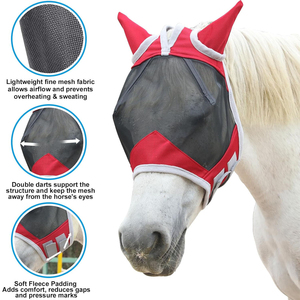 Masque anti-mouches personnalisé en maille avec oreilles pour chevaux, respirant, protection UV, protection contre les insectes, confortable, léger, masque anti-mouches d'été - Product Image 5