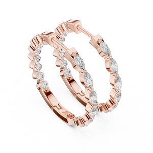 Pendientes de Aro Ovalados de Oro Rosa con Diamantes Redondos, Joyería Nupcial Cultivada en Laboratorio para Regalo de Boda - Product Image 4