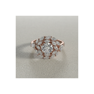 แหวนหมั้นเพชรแล็บโกรว์เคลือบทองคำขาว 14K ยี่ห้อ Stonewels ประดับเพชรทรงมาร์คีส์แบบสองวงแหวน พร้อมใบรับรองสำหรับแหวนเจ้าสาว - Product Image 1