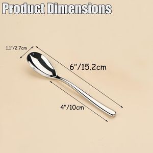 Ensemble de 5 cuillères en acier inoxydable SUS 304 de 6 pouces pour yaourt, café, expresso, crème glacée, petits desserts - Product Image 3