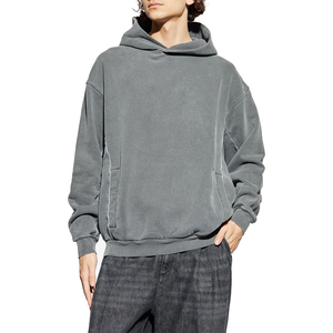 Sweat-shirt à capuche en velours de haute qualité pour homme, couleur gris, manches longues, style décontracté, avec poches - Product Image 4